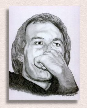 The Thinker - A painting created in Charcoal by Portrait Artist Nancy Anthony